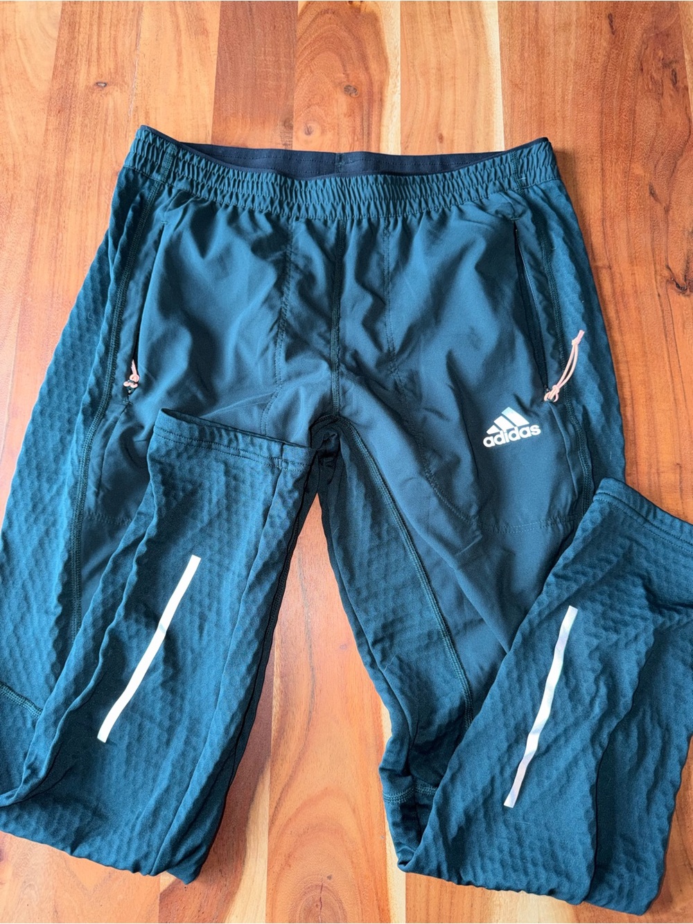 adidas Dark Teal Athletic Joggers with Reflective Stripes